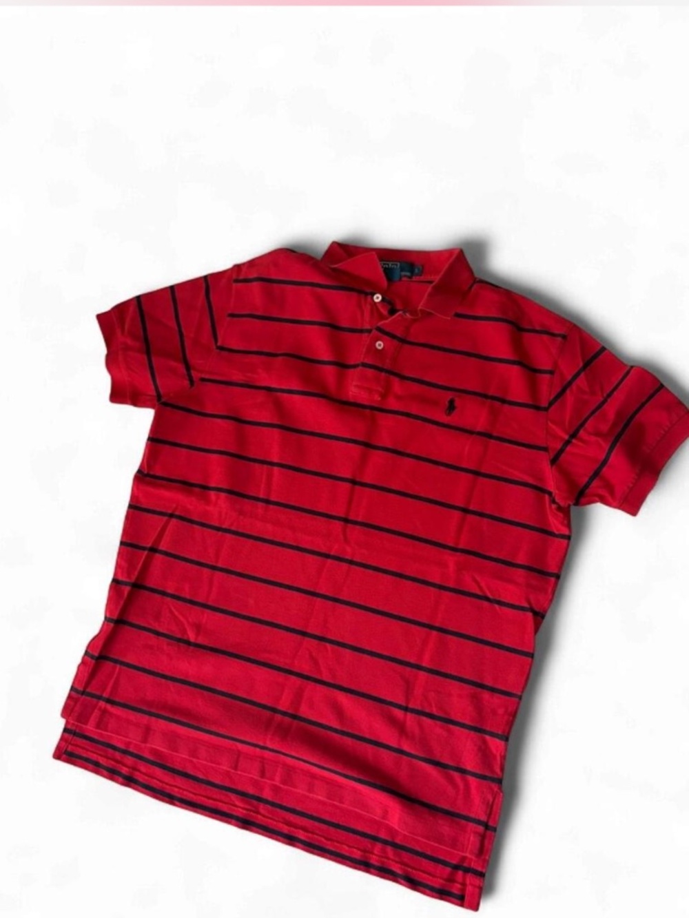 Vintage Polo Ralph Lauren Red & Blue Striped Polo Shirt Large